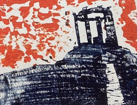 A5 Stonehaven War Memorial Sunset Orange and Prussian Blue Print