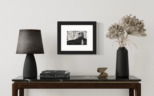 A5 Stonehaven War Memorial Black and White Linocut Print