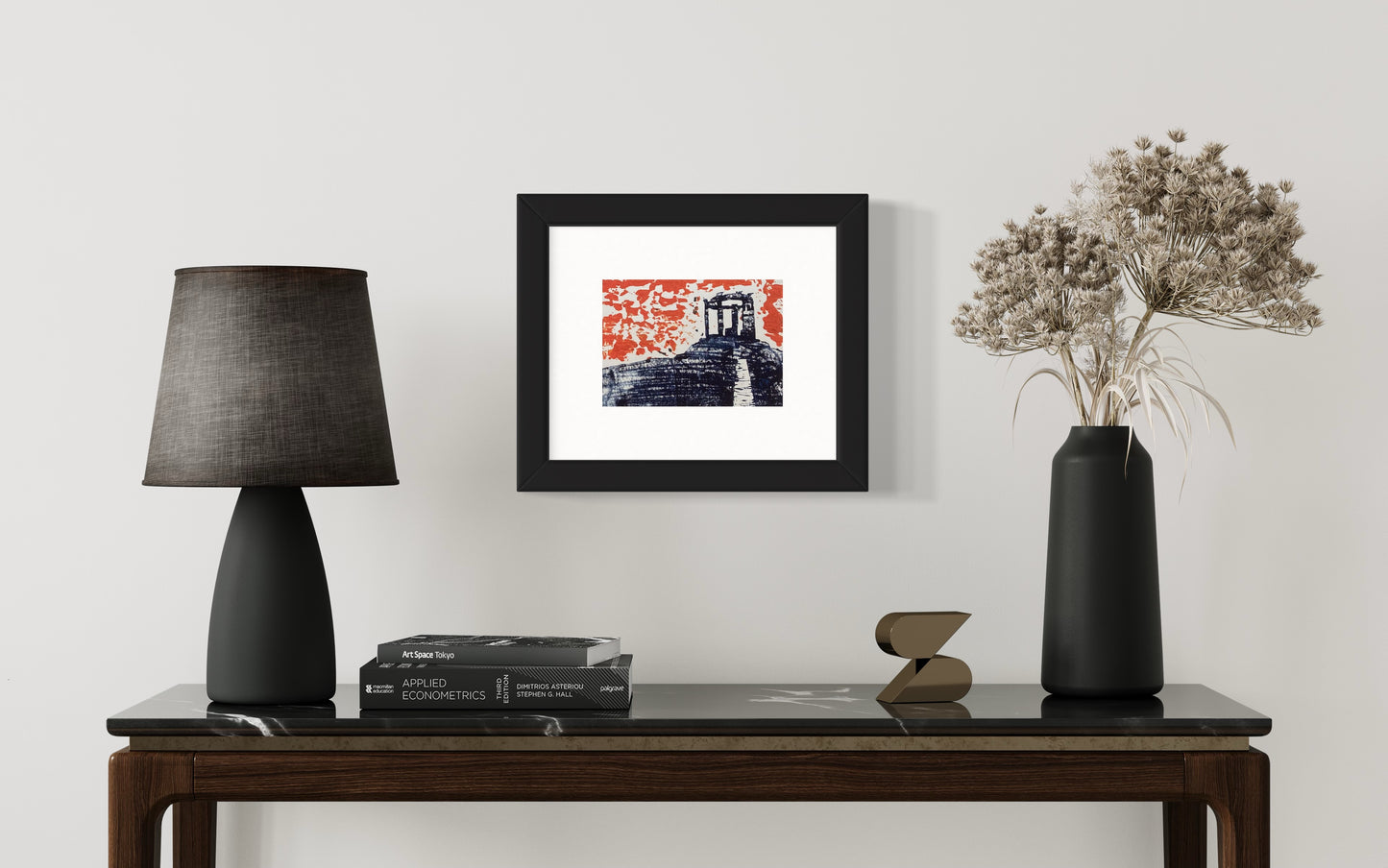 A5 Stonehaven War Memorial Sunset Orange and Prussian Blue Print